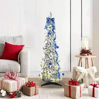 Dirbtinė Kalėdų eglutė su 50 LED s stovu Balta 120 cm PVC