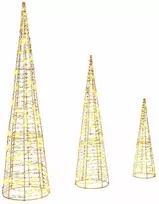 Kalėdų eglutė 3 vnt. 90 LED Šilta balta 20 x 20 x 80 cm PET