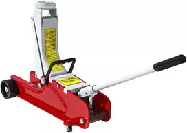 Automobilinis domkratas, 8-38 cm aukštis, 2,5 tonos keliamoji galia, plieno, su ratukais, raudonas