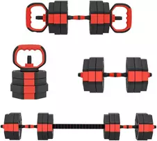 SPORTNOW 4-in-1 Hantelių rinkinys, reguliuojami 25 KG hanteliai ir štangos jėgos treniruotėms namuose