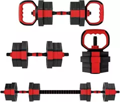 4-in-1 Hantelių Rinkinys, Reguliuojami Hanteliai ir Štanga, 20 KG Jėgos Treniruotėms Namuose