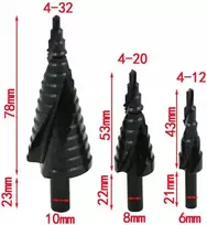Grąžtas Falon Tech Pakopinių grąžtų rinkinys 3vnt., 4-32mm.