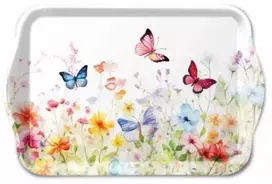 Ambiente Padėklas iš melamino 13x21cm "Drugeliai ir gėlės"