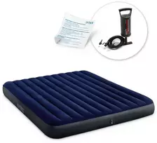 Pripučiamas čiužinys 203x183x25 cm su stūmokliniu pompa INTEX 64755