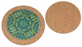 Carmani Padėklas iš keramikos/kamštienos 19,5cm,žalias