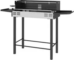 Aosom Anglies grilis, reguliuojama grotelė, rotisserie, 118x32x90 cm, juoda, metalas