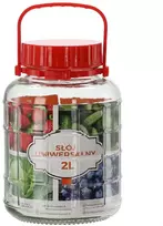 Stiklinis universalus stiklainis 2 L su plastikiniu dangteliu