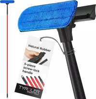 Tyroler Bright Tools Tyroler langų valymo įrankis 2 viename su mikropluošto šluoste ir nerūdijančio plieno rankena 203 cm