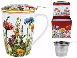Carmani puodelis su sieteliu ir dangteliu 600ml "Gėlių pieva"