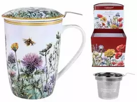 Carmani puodelis su sieteliu ir dangteliu 600ml "Dobilai"