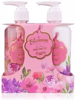 Accentra BLOSSOM rankų priežiūros rinkinys dovanų dėžutėje su pompa, rankų muilas 290 ml, rankų losjonas 290 ml, kvapas: rožė, PU 6/12