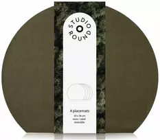 Studio Round apvalūs padėkliukai, samanų / smėlio spalvos, 43x36cm, 4vnt.