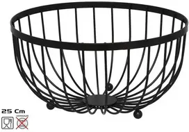 Juodas metalinis vaisių dubuo 25x25x13 cm, KITCHEN&GO