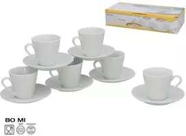 6 puodelių su lėkštutėmis rinkinys, 6,5 x 11 x 11 cm, KITCHEN&GO