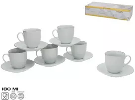 6 puodelių su lėkštutėmis rinkinys, 8 x 13,5 x 13,5 cm, KITCHEN&GO