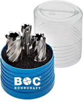 Bohrcraft grąžtas HSS, su Weldon koteliu (3/4") metalinėje dėžutėje, 14-18-22 x 30 mm, 4 vnt.