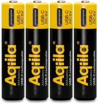 „Aqiila“ – įkraunamos USB-C baterijos – AAA dydis – 600 mAh – 4 vnt. pakuotėje