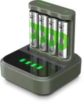GP Battery GP - „ReCyko Everyday“ baterijų įkroviklis, B441 (USB) + stotelė D451, įskaitant 4 x AA 2100 mAh baterijas