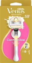 Gillette Venus ComfortGlow Argan Oil Skustuvas, 1 Keičiamos Skustuvo Galvutės, Sieninis Laikiklis