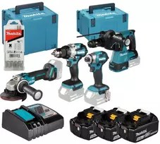 MAKITA KOMPLEKTAS COMBO 18V DLX4196JX1 (DDF489, DGA504, DTD173, DHR243) 3×5,0Ah 2xMP