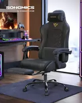 Songmics Žaidimų kėdė Ergonomiška darbo kėdė Rašalo juoda dirbtinė oda