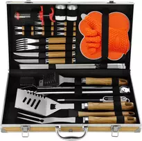 N NOBLE FAMILY grilio įrankių rinkinys, 30 vnt., nerūdijantis plienas su dėklu
