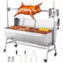 Elektrinis kepsninės iešmas stovyklavimui ir susibūrimams, nerūdijančio plieno su ratukais ir reguliuojamu aukščiu, BBQ kepsninė, paršelių ir ėriukų kepimo įrenginys