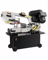 Metalo horizontalios juostinės pjovimo staklės metalui, medžiui ir plastikui, 1.1 kW variklis, kintamas greitis, 0-45° kampo reguliavimas, vertikalus pjovimas, 178x305mm galia, pramoninės staklės