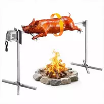 Elektrinis kepsninės iešmas, 8 lygių reguliuojamas aukštis, nerūdijantis plienas vakarėliams, 60 kg talpa, BBQ kepimo rinkinys, lauko kepsninė