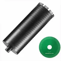 Šlapio ir sauso gręžimo deimantinė karūna plytoms ir betonui, su centruojančio grąžto adapteriu ir pjovimo disku, 101.6 mm skersmuo, 241.3 mm gręžimo gylis, lazeriu suvirinta deimantinė gręžimo karūna