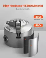 3 kumštelių tekinimo griebtuvas, savaime susicentruojantis medžio ir metalo staklėms, tikslus apdirbimas, 80 mm griebtuvas, HT300 medžiaga, apverčiami kumšteliai, tekinimo įrankis, staklių priedas