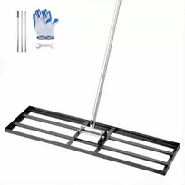 Vejos lyginimo grėblys, reguliuojamas 3 aukščių dirvožemio lygintuvas su 2130 mm rankena, anglinis plienas, sodo ir golfo aikštyno priežiūros įrankis, žemės plokštė vejai lyginti