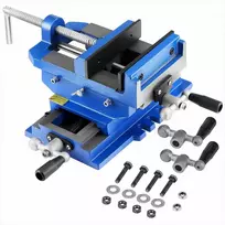 Kryžminis gręžimo staklių spaustuvas medžio apdirbimui, CNC frezavimo staklėms, sunkaus tipo ketus, 101.6 mm žiaunų plotis, 2 krypčių X-Y ašių stalinis spaustuvas, darbastalio gnybtas