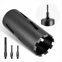 Deimantinė gręžimo karūna gelžbetoniui, raudonoms plytoms ir mūrui, sausas deimantinis gręžimas su 3 adapteriais, 102 mm skersmuo, sauso gręžimo karūna, betono grąžtas