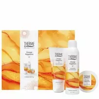THERME Oranžinis HAPPINESS Vonios rinkinys (dušo gelis 200 ml + kūno svietas 100 g + dušo putos 200 ml)