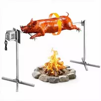 Elektrinis iešmo kepsninės rinkinys lauko vakarėliams, 8 aukščio lygiai, 60 kg talpa, nerūdijantis plienas, iešmo kepsninė, BBQ iešmas, lauko kepsninės rinkinys