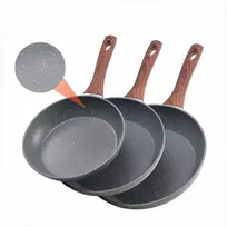 Aliuminio keptuvių rinkinys dujinėms, elektrinėms, indukcinėms viryklėms, nelipnių tvirtų keptuvių trijulė, 250 mm 280 mm 325 mm keptuvės