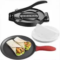 20 cm ketaus tortilijų presas, tvirtas ergonomiškas tešlos formuotuvas su kepimo popieriumi, roti ir paplotėlių presas, tortilijų gaminimo alternatyva