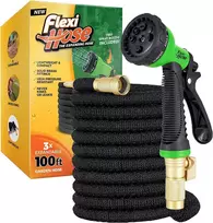 Flexi Hose ultra elastinga sodo laistymo žarna, 30 m, žalvario jungtys, 8 režimai, juoda