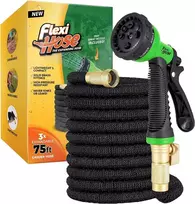 Flexi Hose elastinga laistymo žarna, 23 m, 8 funkcijų purkštuvas, žalvarinės jungtys, juoda