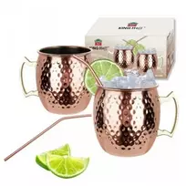 Zestaw Rinkinys „Moscow Mule“ puodelių rinkinys, 2 × 500 ml, 2 šiaudeliai, „Kinghoff“