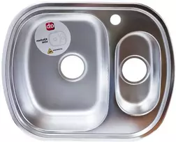Kriauklė AB 600X490X0.8MM su 1,5 dubeniu, kairė, satino, su sifonu