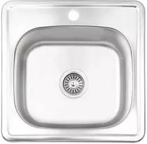 Virtuvės kriauklė AB 480X480X0.8MM, satino, su sifonu