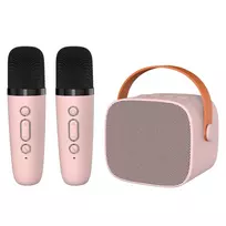 Blavec nešiojama bluetooth kolonėlė WS-07 Karaoke Party – 5W su 2 mikrofonais (WS07-2MP) rožinės spalvos