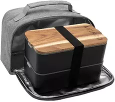 Pietų dėžutė su termo maišeliu Akinod Bento+Lunch bag 11:58 Noir/Gris, AKI000045