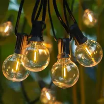 Terasų elektrinė girlianda PARTY BULBS FILAMENT, įkraunamas saulės energija, G40, 10 LED, 2,7 m