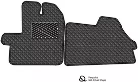 Eko odos kilimėliai QuiltyMats MERCEDES-BENZ SPRINTER 2006-2018m. (3 vietų) (Juoda / pilkos siūlės)