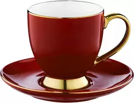 Puodelis porcelianinis ROYAL 220 ml su lėkštute raudonas Ambition 50987