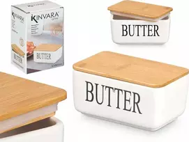 Sviestinis indas Kinvara Keraminis sviestinis indas su užrašu BUTTER, 10 x 16,5 x 8,5 cm