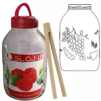 Bikuvalt Stiklainis 5 L su plastikiniu dangteliu ir žnyplėmis